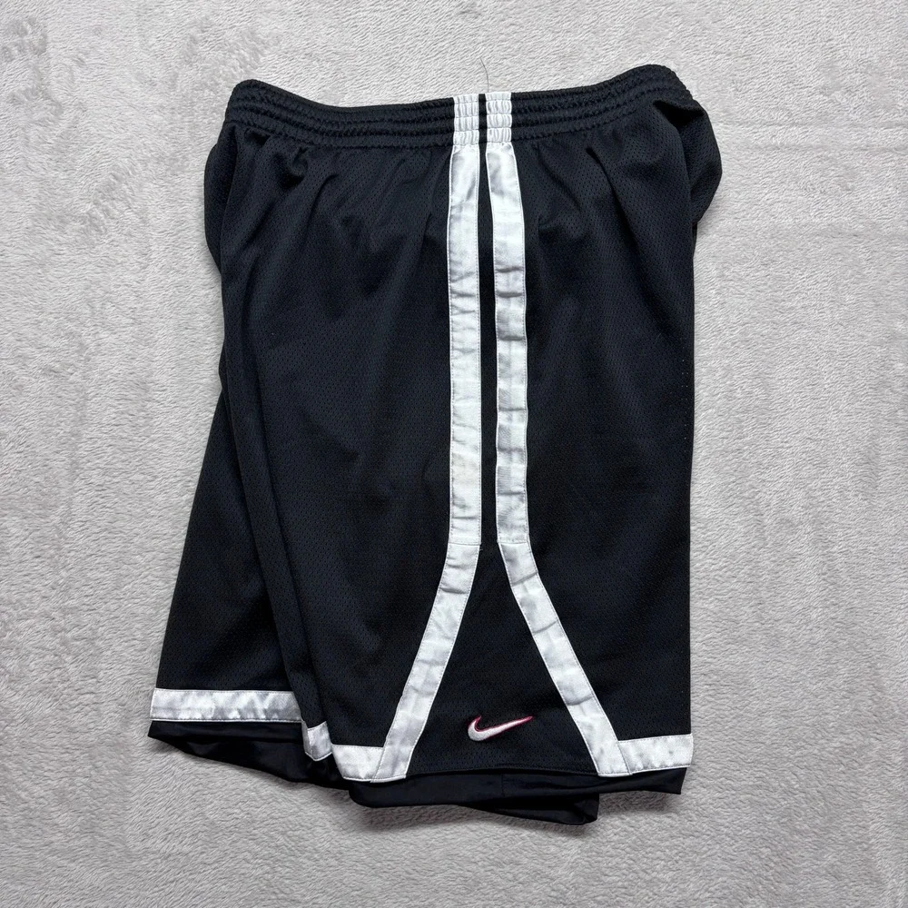Y2K Nike Mens XXL 2XL Basketball Shorts Black White Dazzle Mesh Athletic